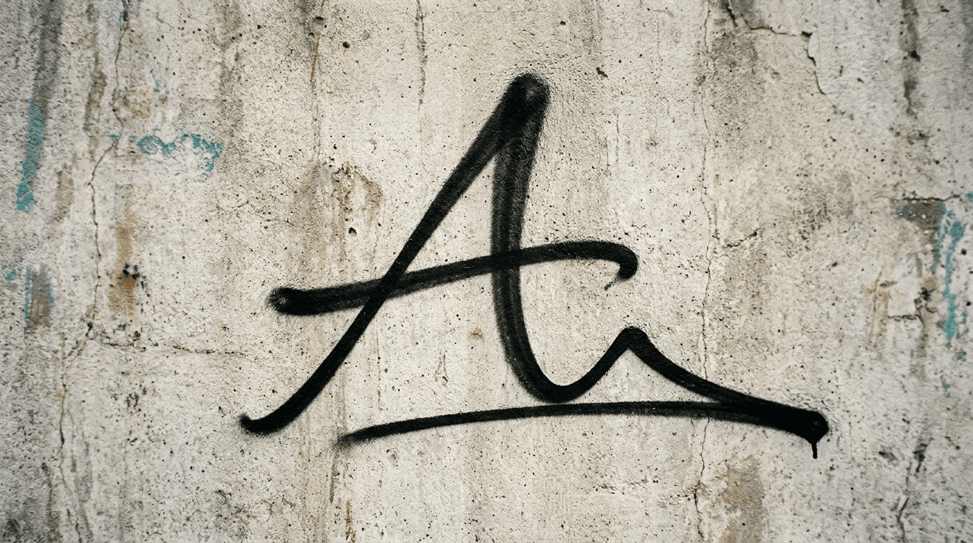 Photorealistic Tag/Handstyle graffiti letter A on a real street wall