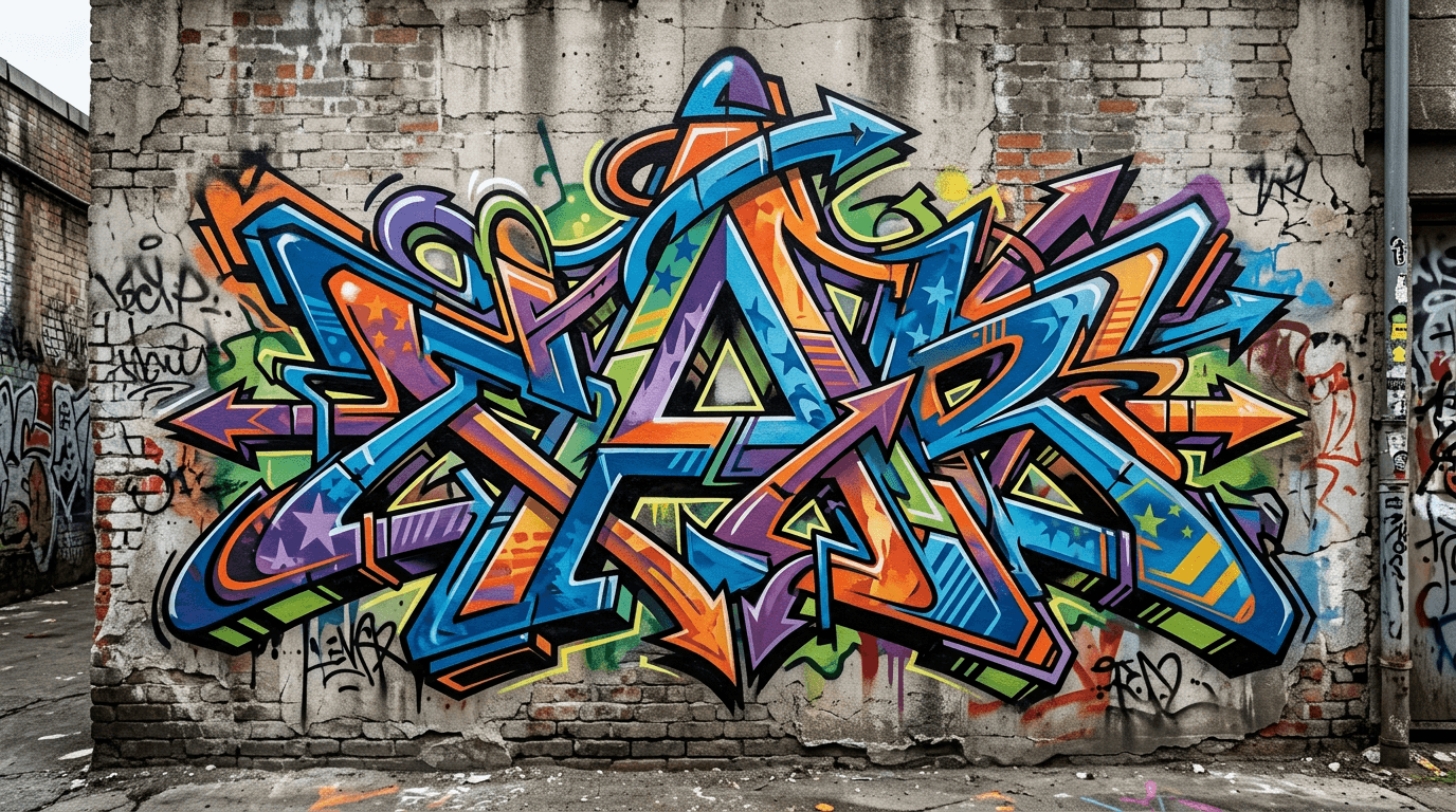 Photorealistic Wildstyle graffiti letter A on a real street wall