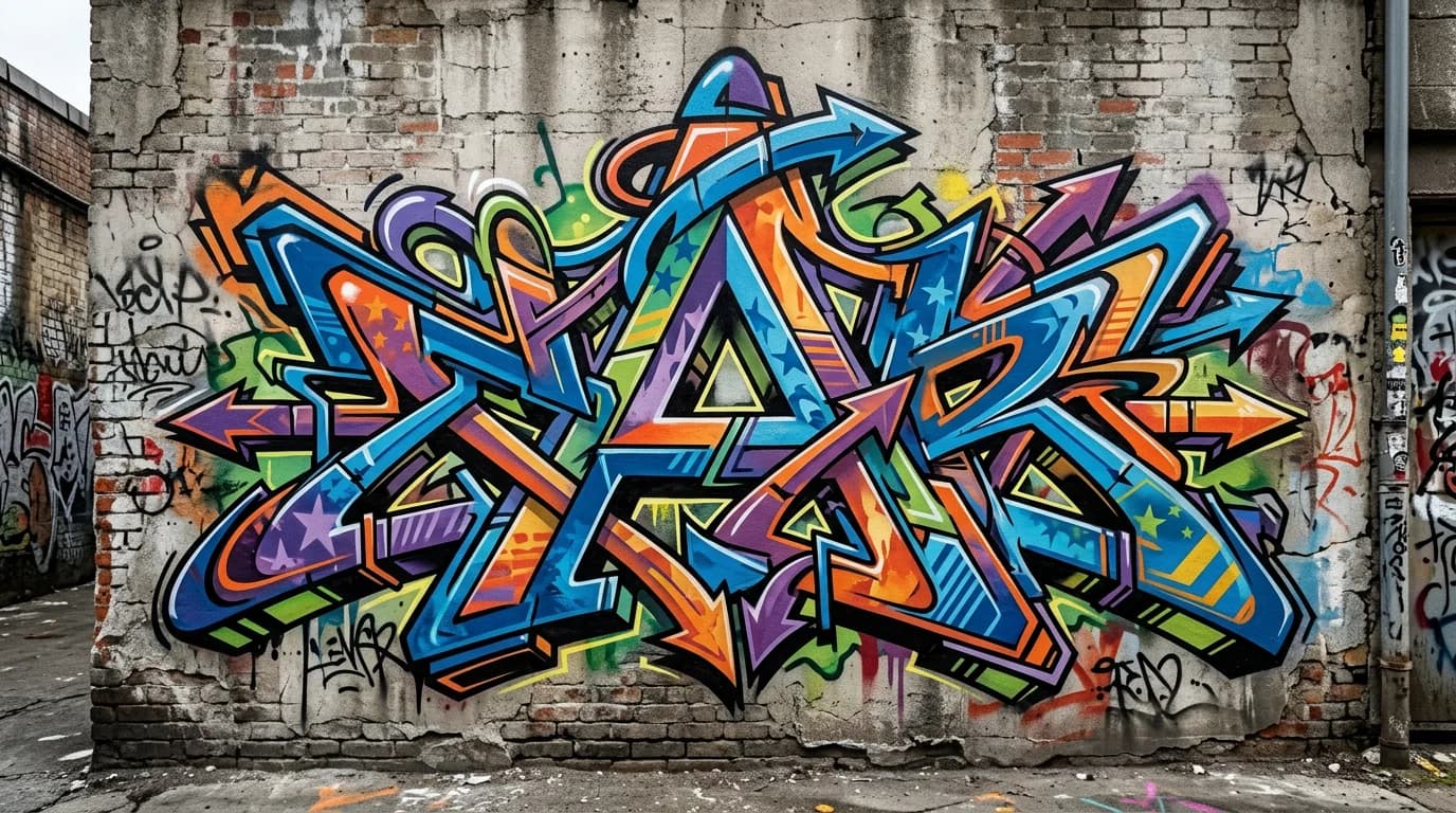 Photorealistic Wildstyle graffiti letter A on a real street wall