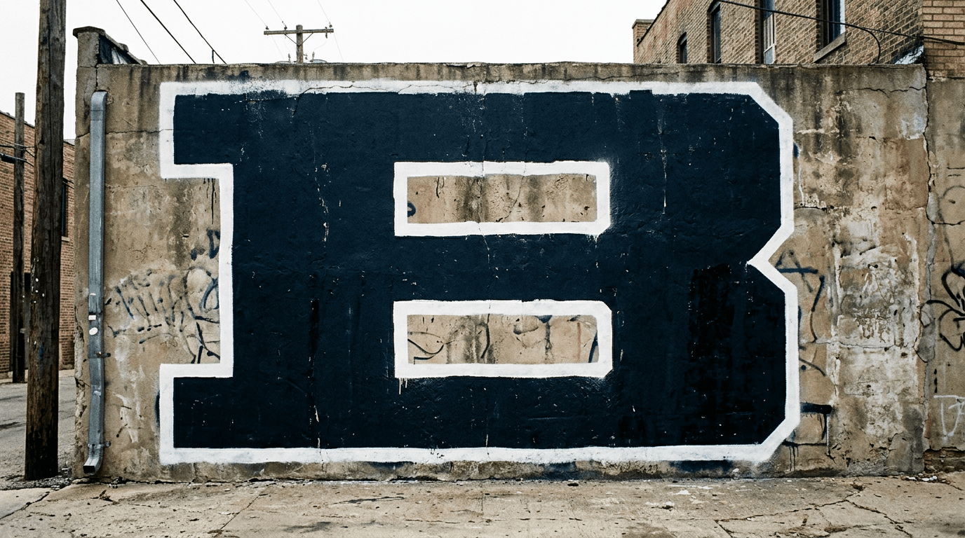 Photorealistic Blockbuster graffiti letter B on a real street wall
