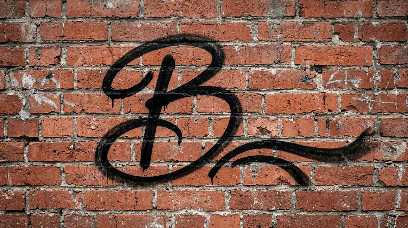 Photorealistic Tag/Handstyle graffiti letter B on a real street wall
