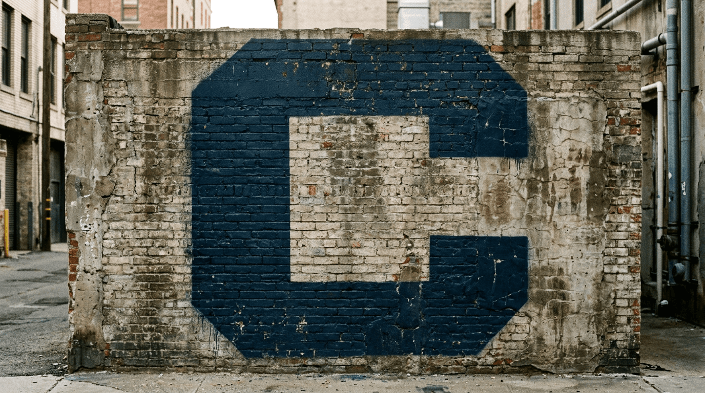 Photorealistic Blockbuster graffiti letter C on a real street wall