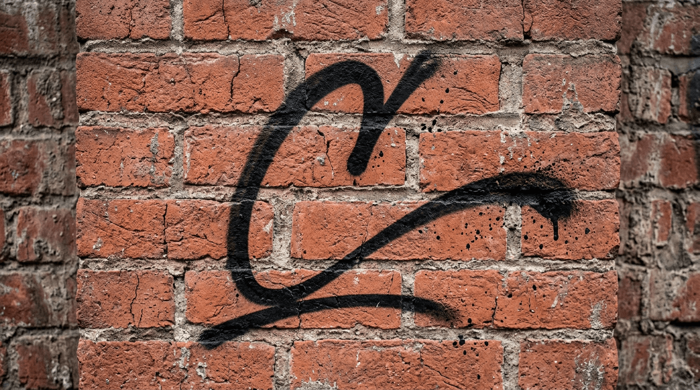 Photorealistic Tag/Handstyle graffiti letter C on a real street wall