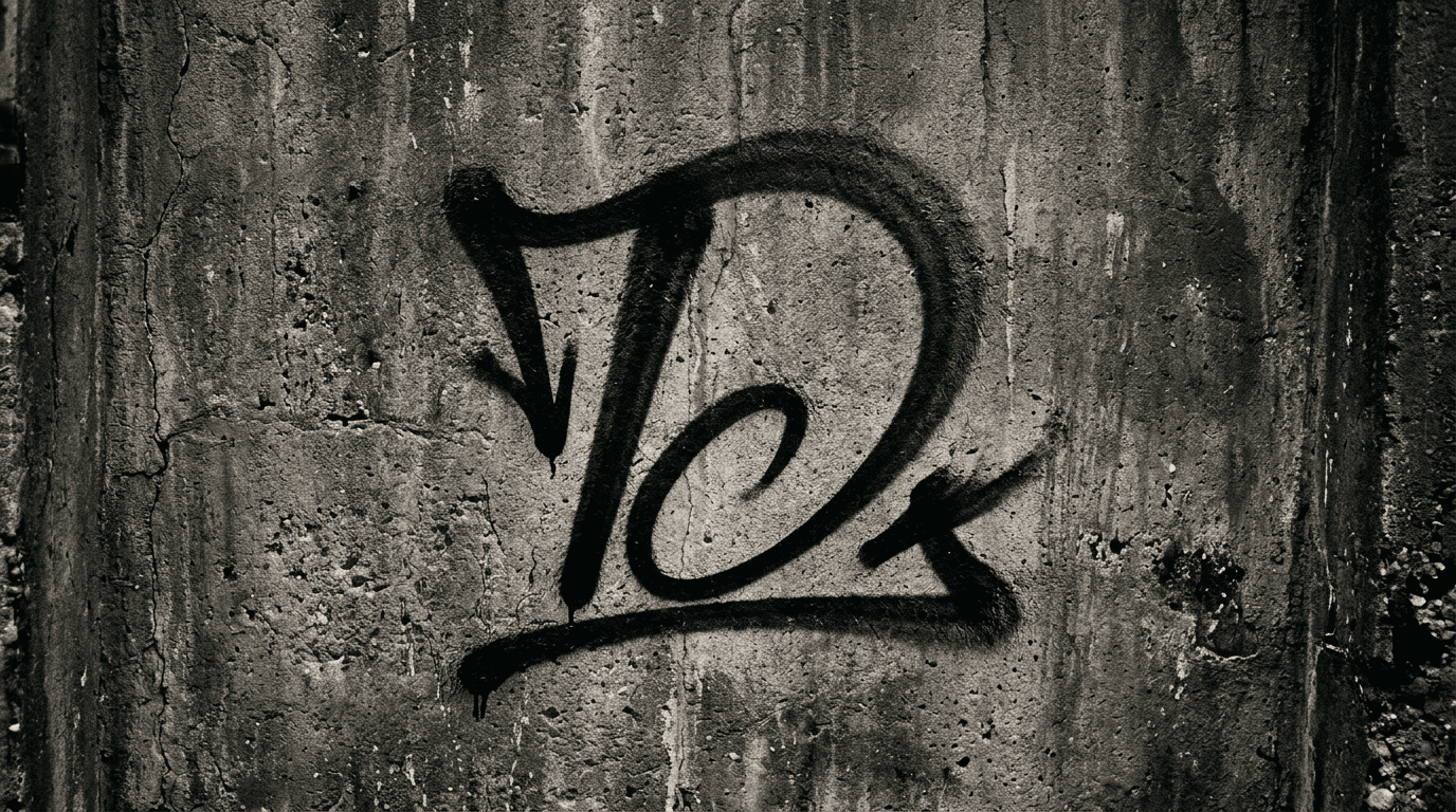 Photorealistic Tag/Handstyle graffiti letter D on a real street wall