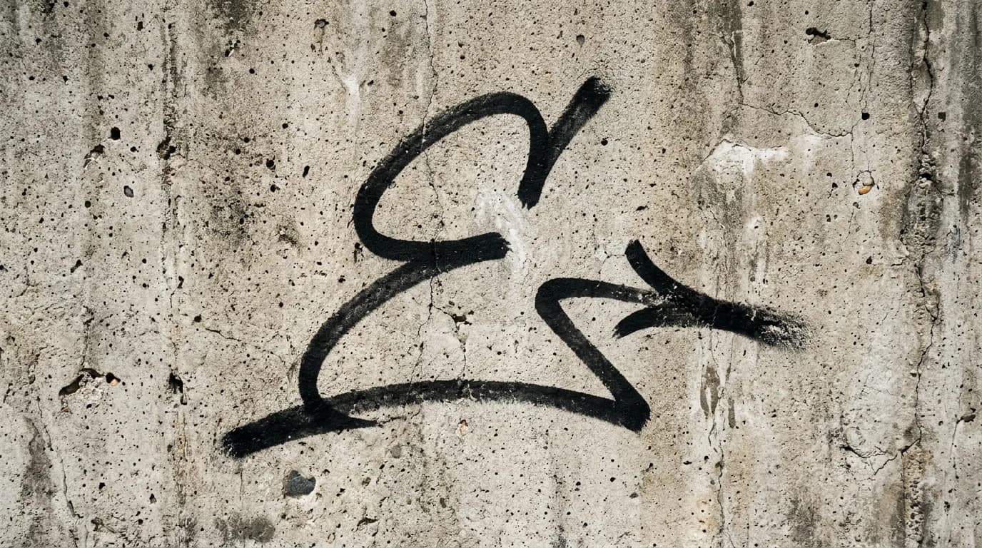 Photorealistic Tag/Handstyle graffiti letter E on a real street wall