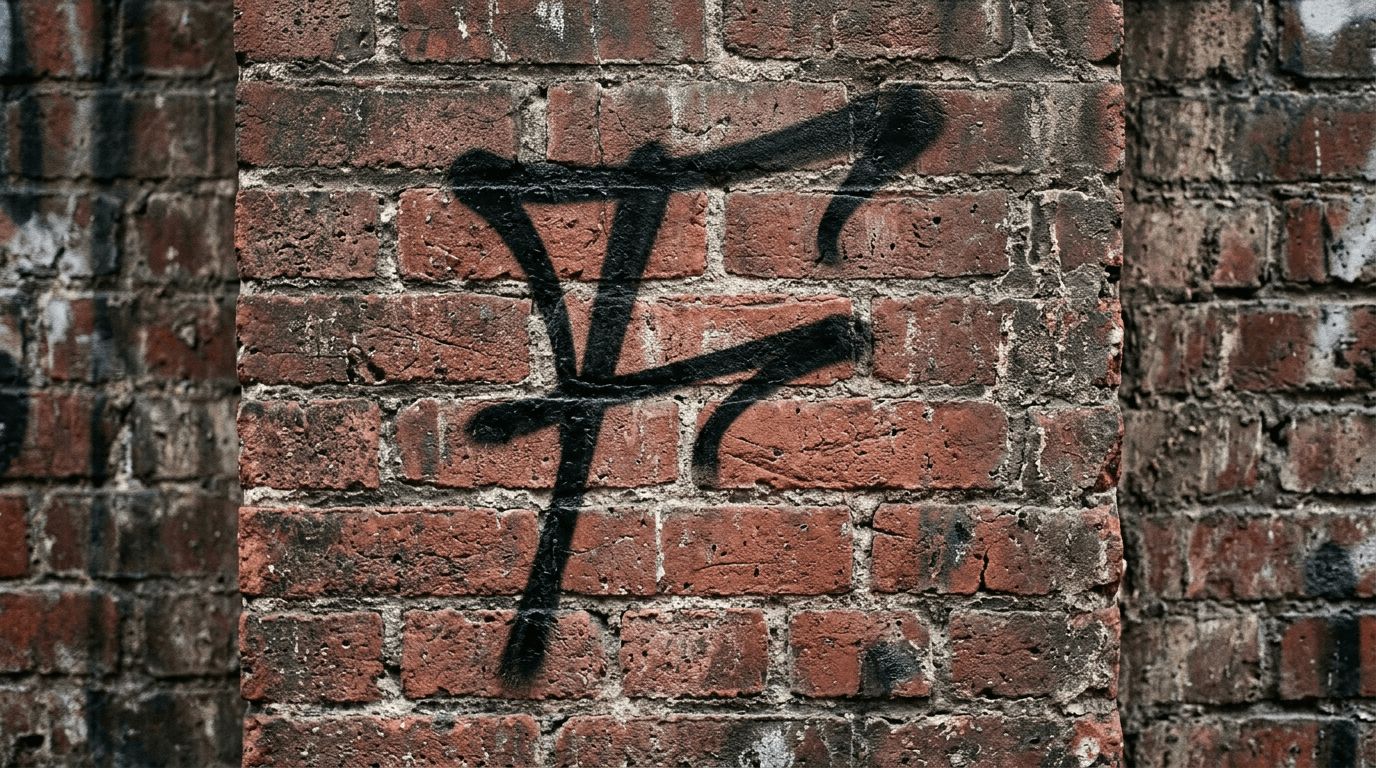 Photorealistic Tag/Handstyle graffiti letter F on a real street wall