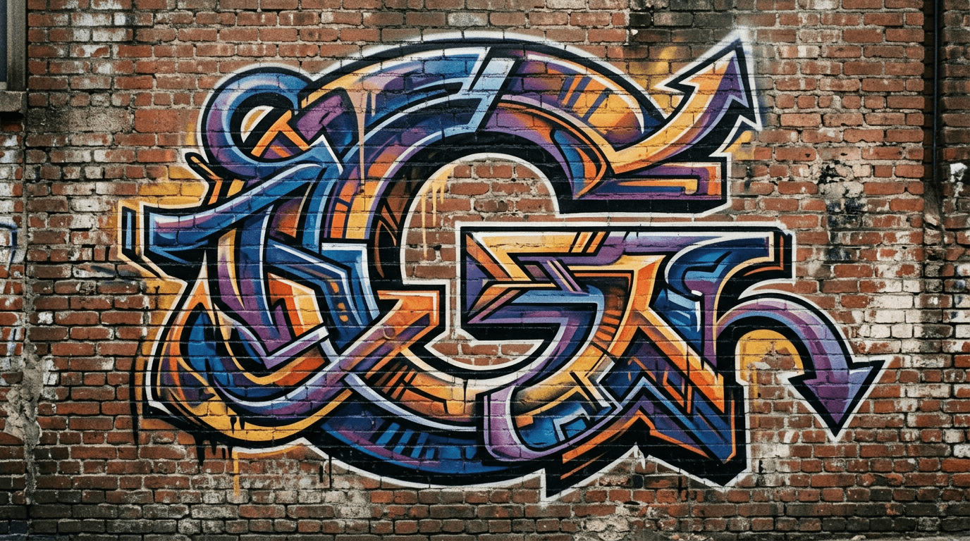 Photorealistic Wildstyle graffiti letter G on a real street wall