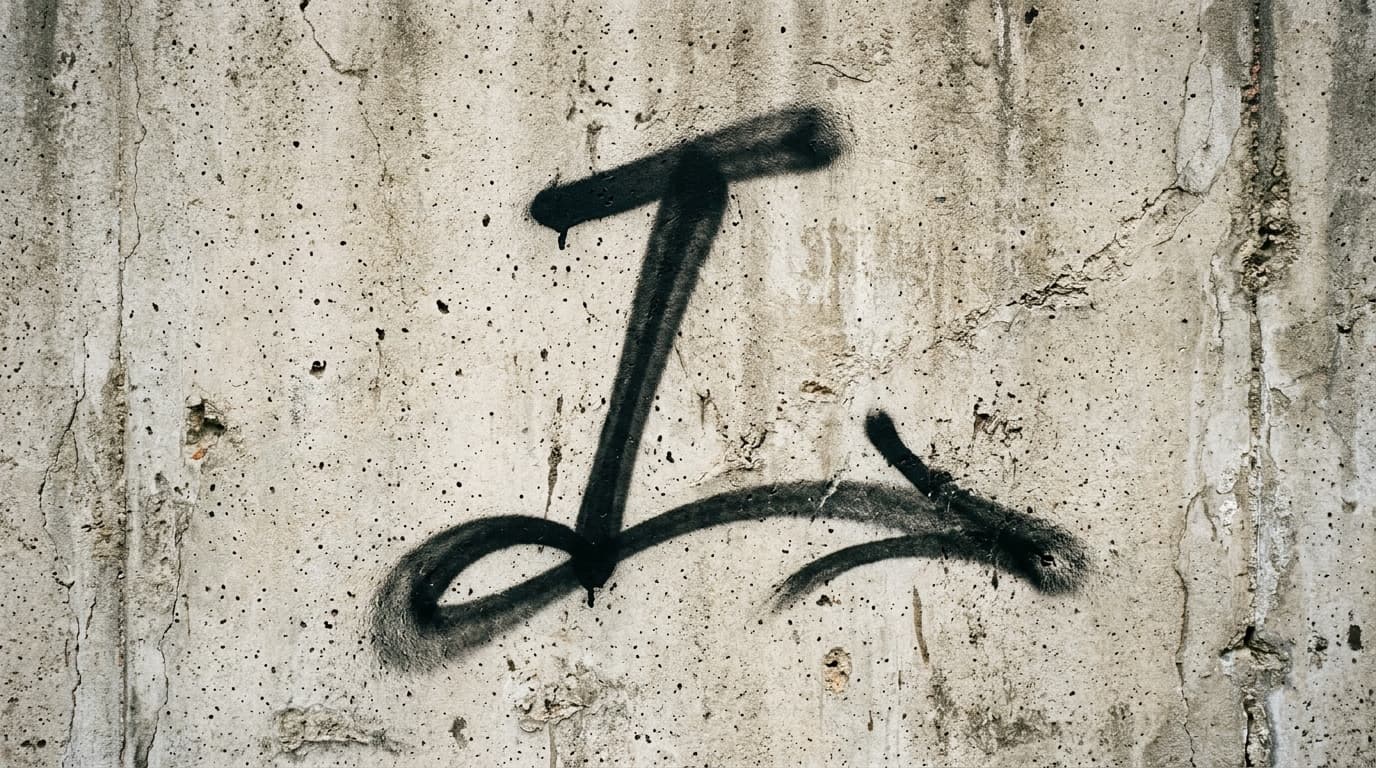 Photorealistic Tag/Handstyle graffiti letter I on a real street wall