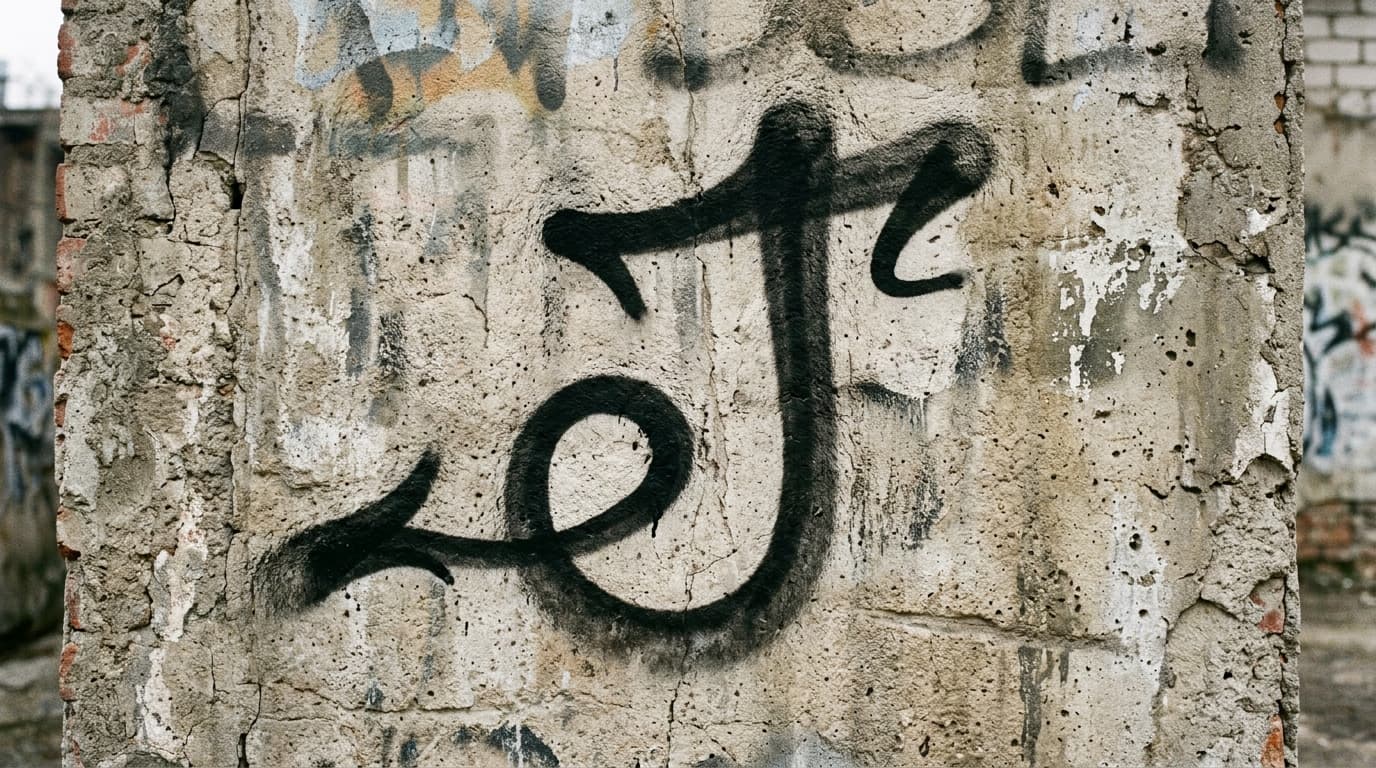 Photorealistic Tag/Handstyle graffiti letter J on a real street wall