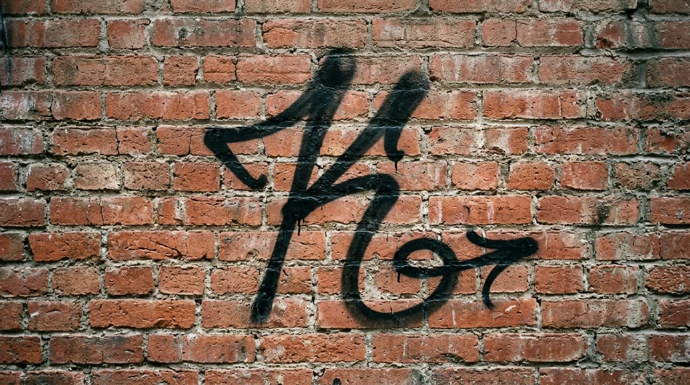 Photorealistic Tag/Handstyle graffiti letter K on a real street wall