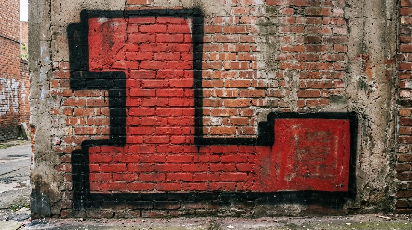 Photorealistic Blockbuster graffiti letter L on a real street wall
