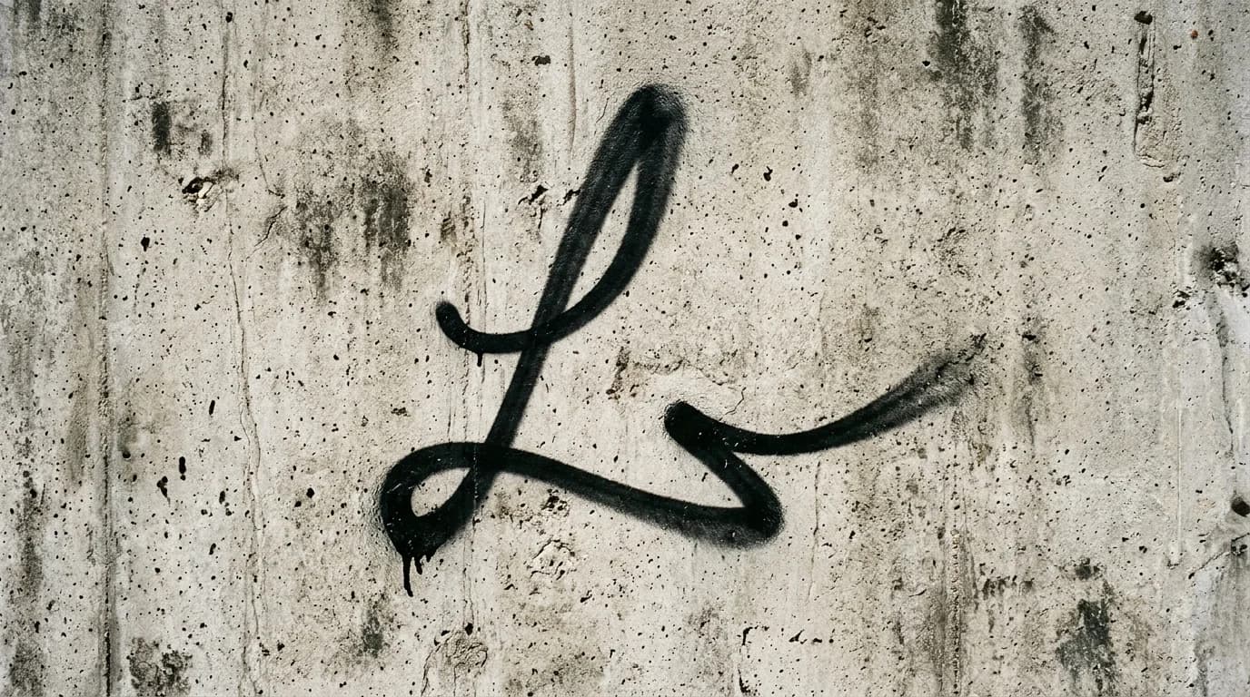 Photorealistic Tag/Handstyle graffiti letter L on a real street wall
