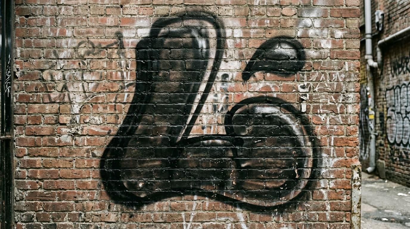 Photorealistic Throw-up graffiti letter L on a real street wall