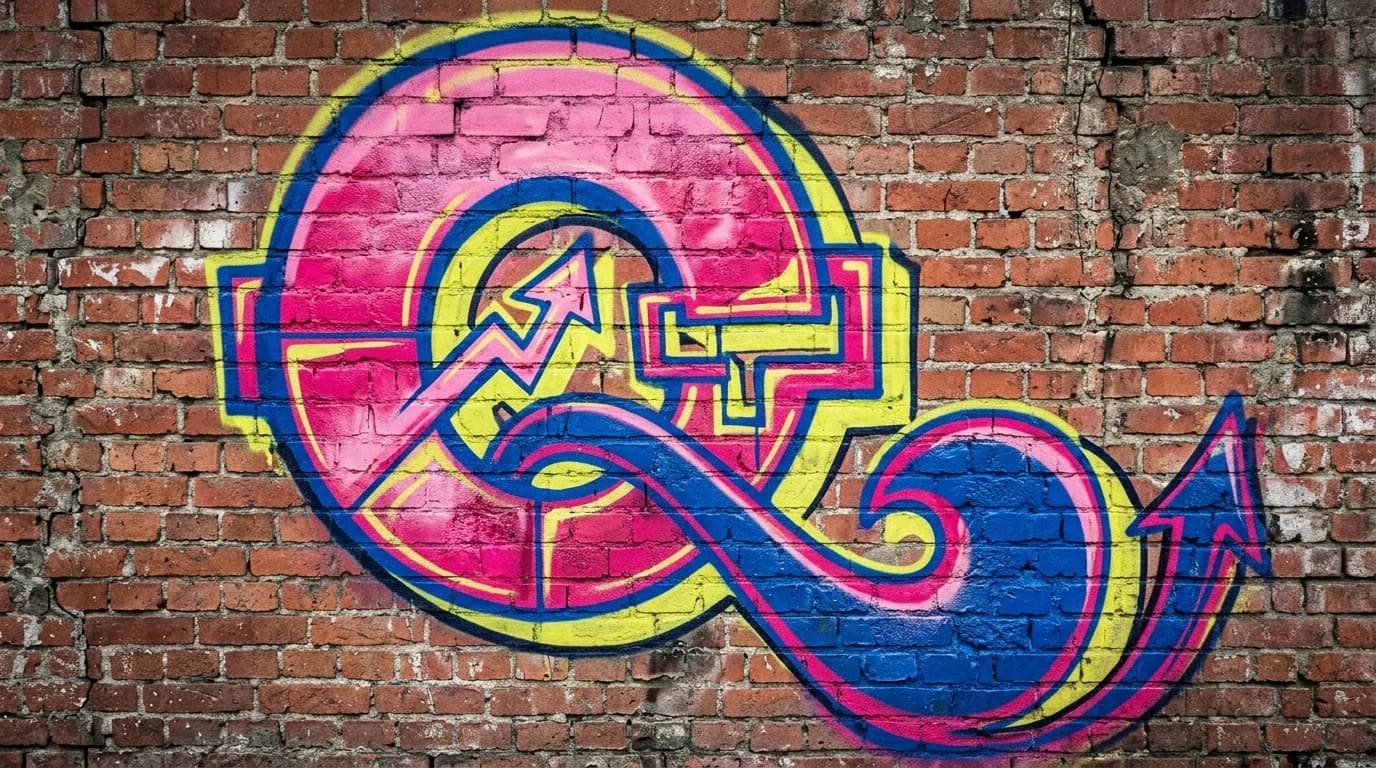 Photorealistic Wildstyle graffiti letter Q on a real street wall