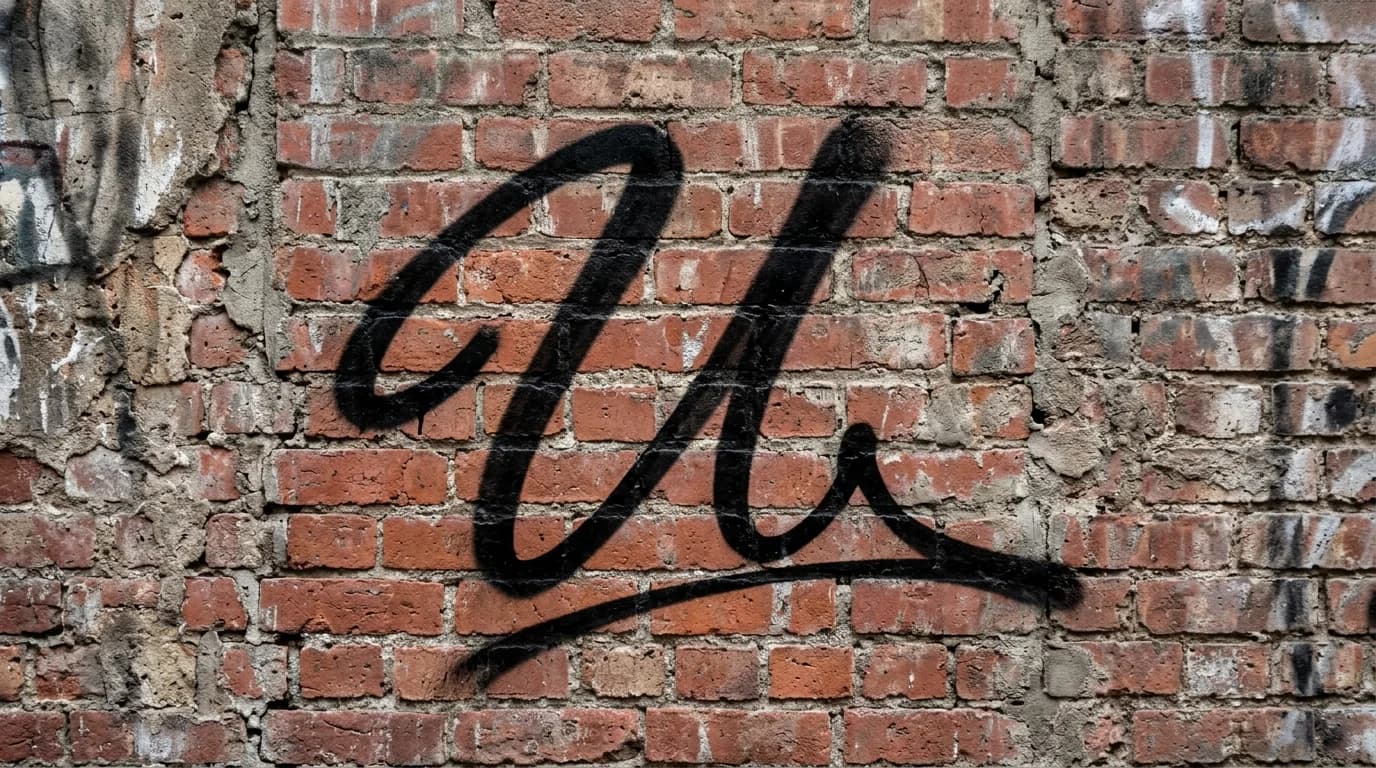 Photorealistic Tag/Handstyle graffiti letter U on a real street wall