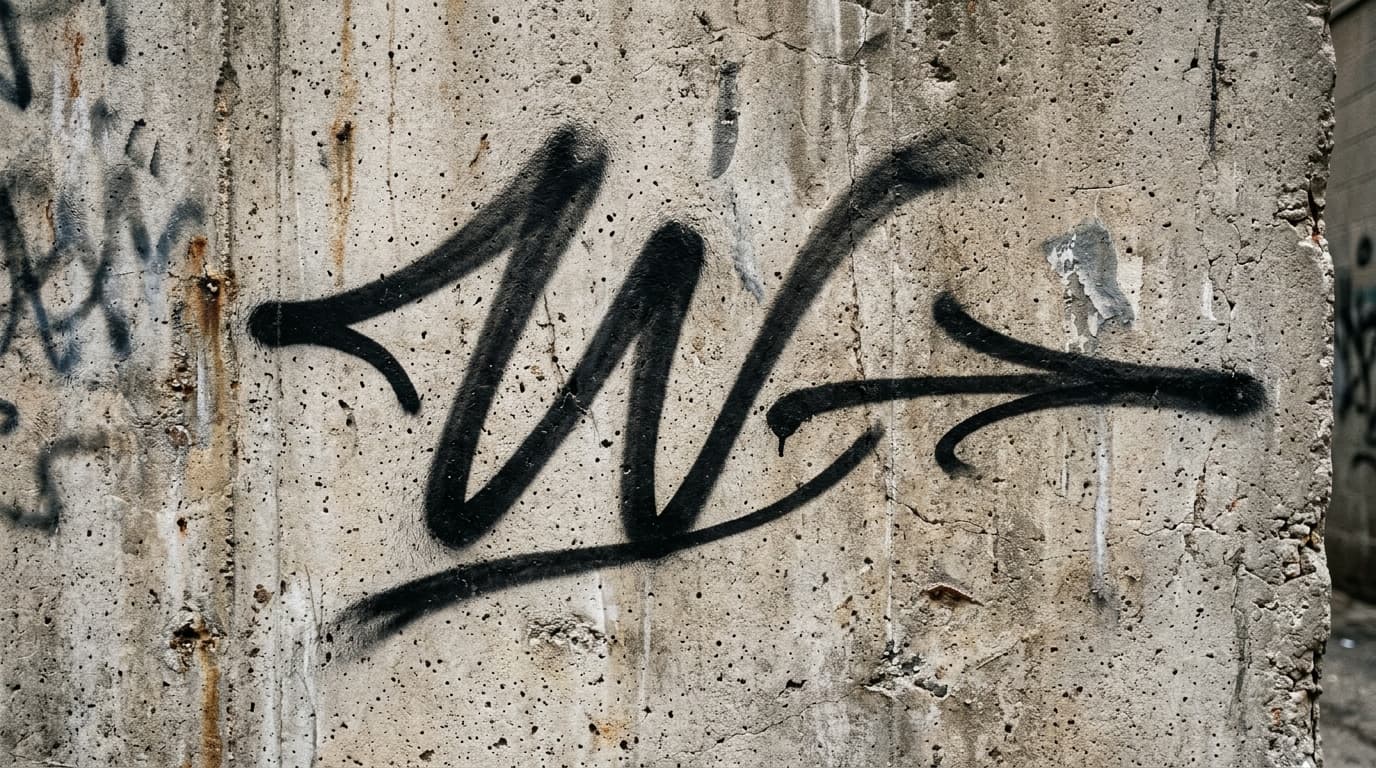 Photorealistic Tag/Handstyle graffiti letter W on a real street wall