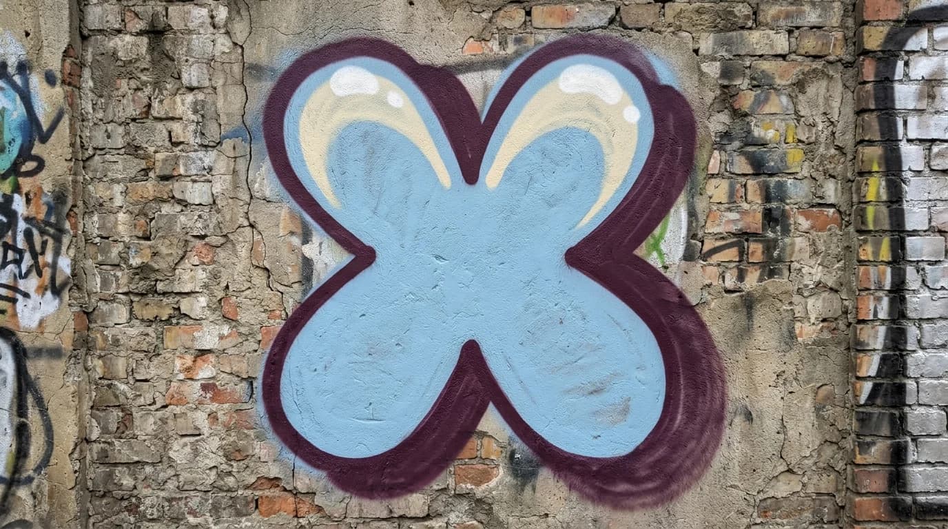 Photorealistic Bubble graffiti letter X on a real street wall