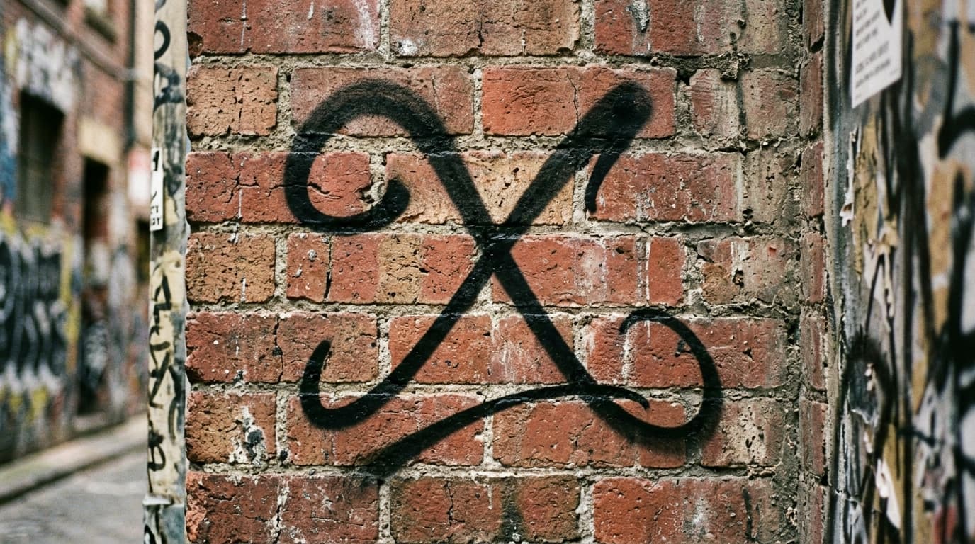 Photorealistic Tag/Handstyle graffiti letter X on a real street wall