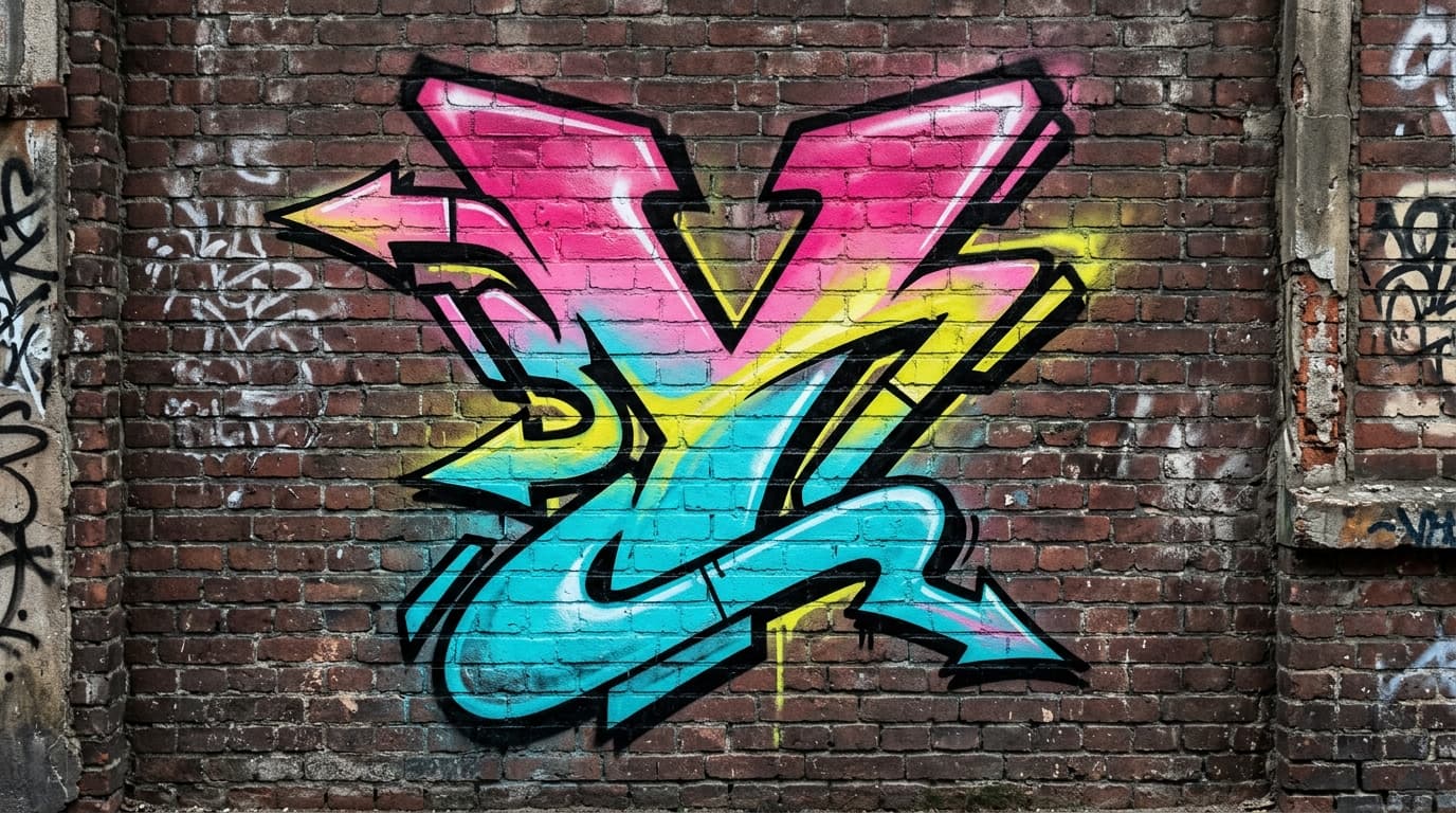 Photorealistic Wildstyle graffiti letter Y on a real street wall