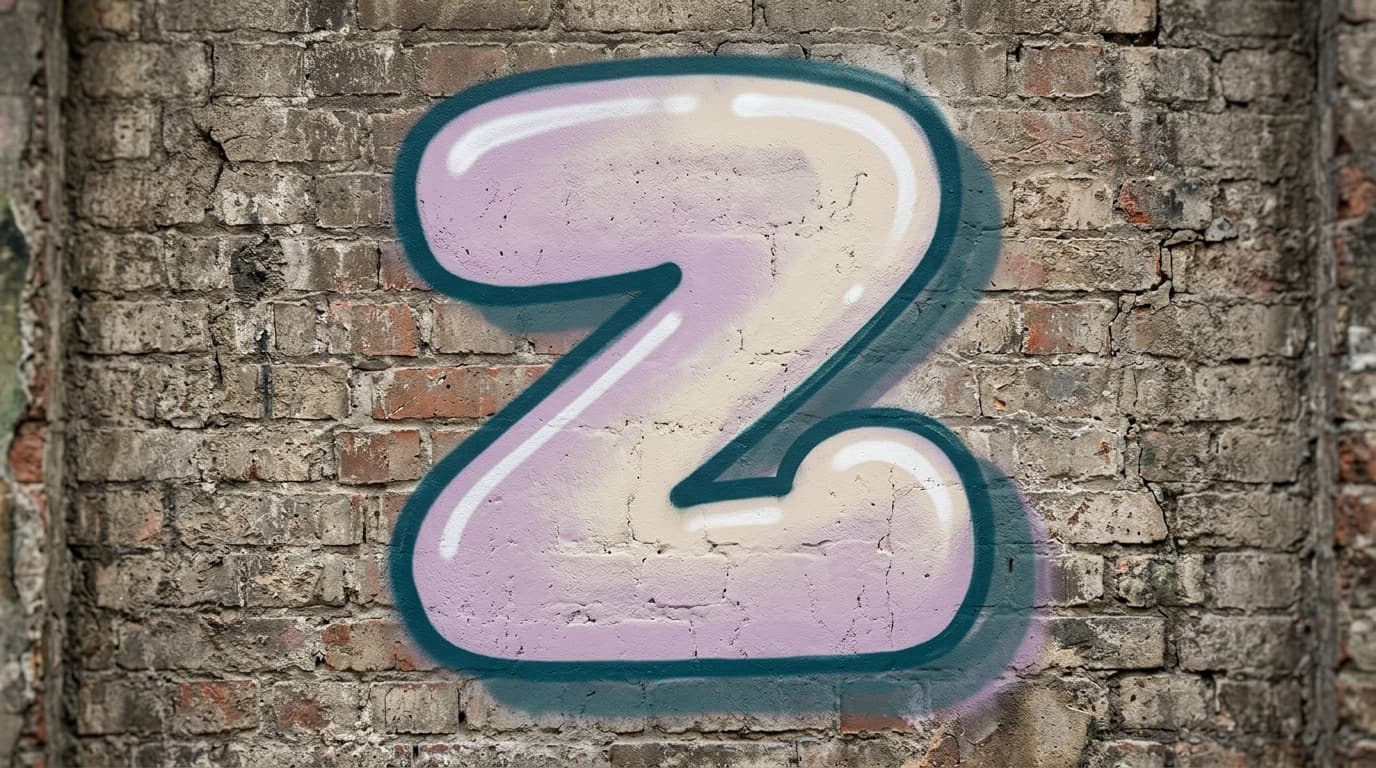 Photorealistic Bubble graffiti letter Z on a real street wall