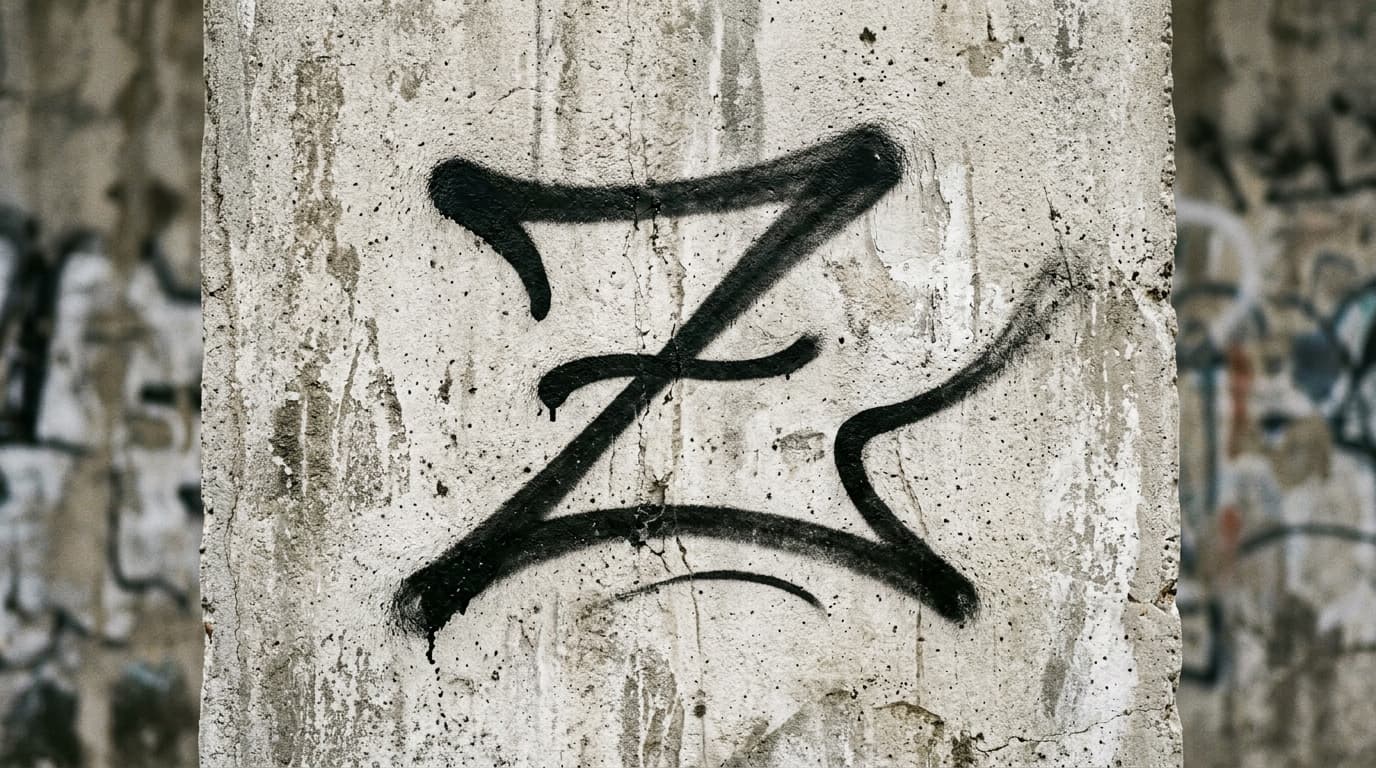 Photorealistic Tag/Handstyle graffiti letter Z on a real street wall