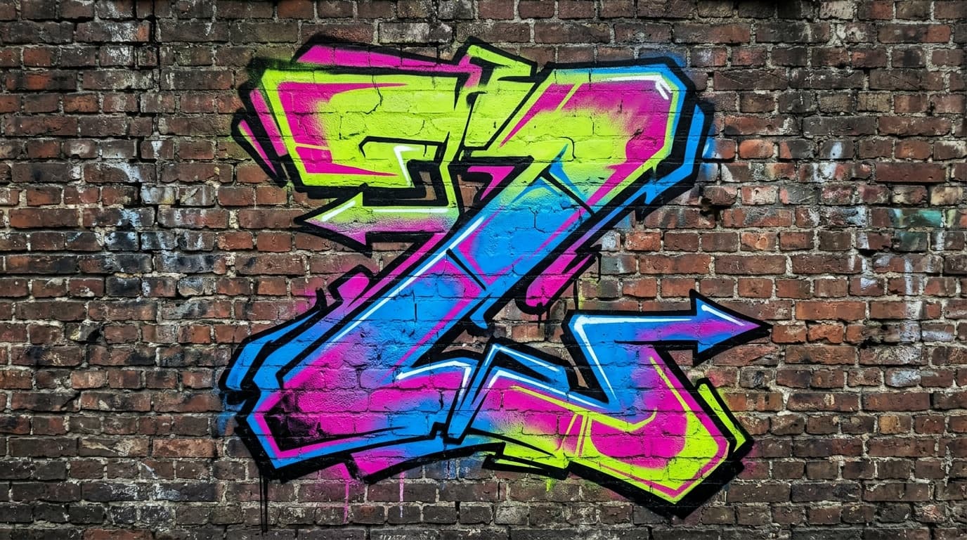 Photorealistic Wildstyle graffiti letter Z on a real street wall