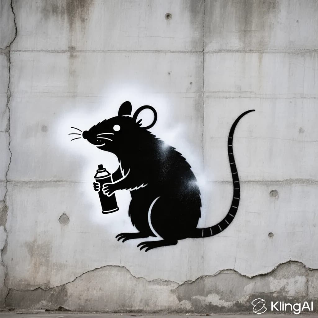 Stencil graffiti style with hard edges, cut-out letters, and strong contrast