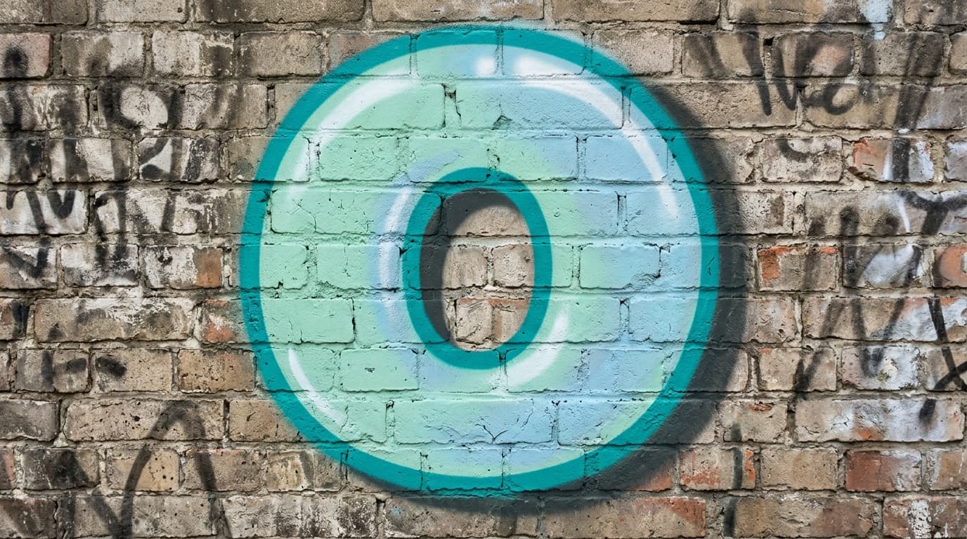 Photorealistic Bubble graffiti letter O on a real street wall