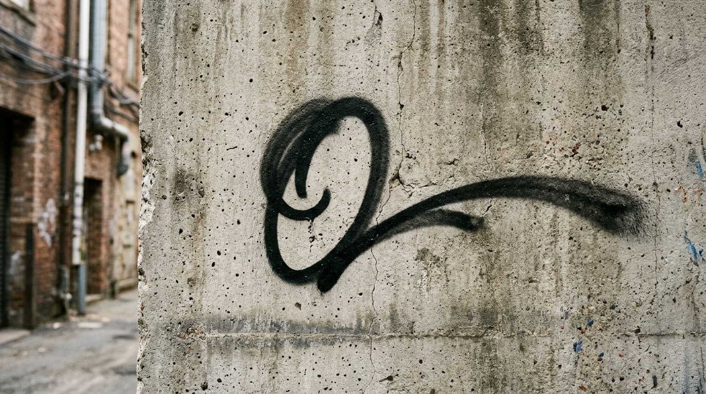 Photorealistic Tag/Handstyle graffiti letter O on a real street wall