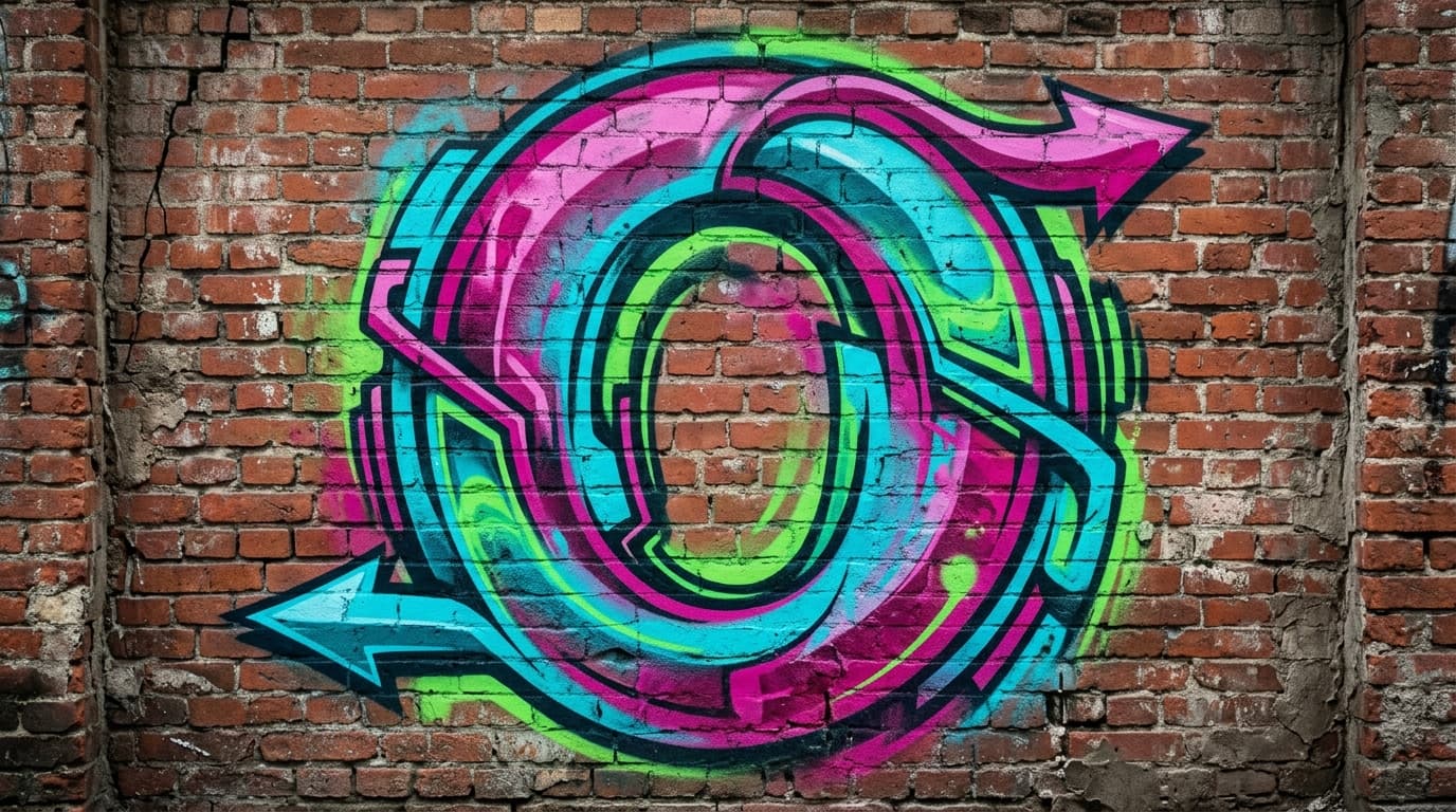 Photorealistic Wildstyle graffiti letter O on a real street wall
