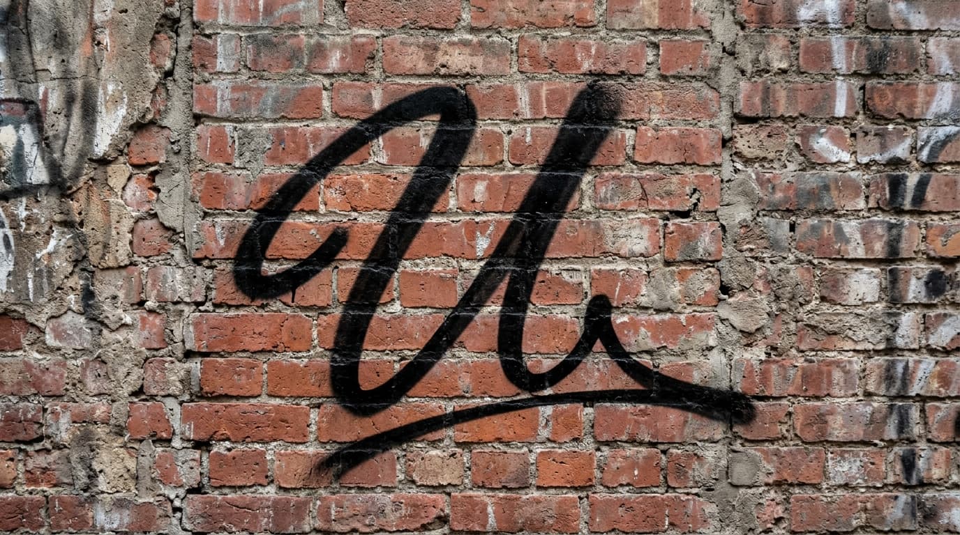 Photorealistic Tag/Handstyle graffiti letter U on a real street wall
